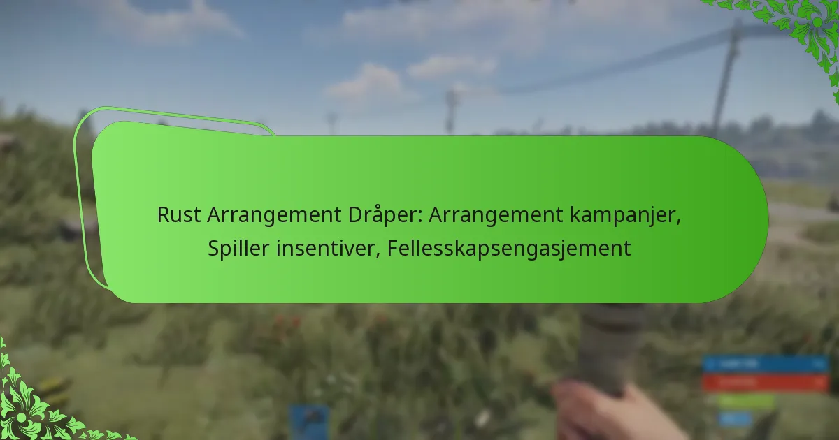 Rust Arrangement Dråper: Arrangement kampanjer, Spiller insentiver, Fellesskapsengasjement